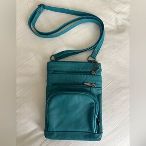 Source Unknown Teal Crossbody Bag with Multiple Zips